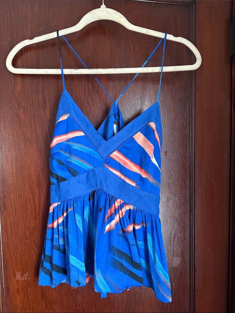 Free People Royal Blue Sleeveless Satin Top